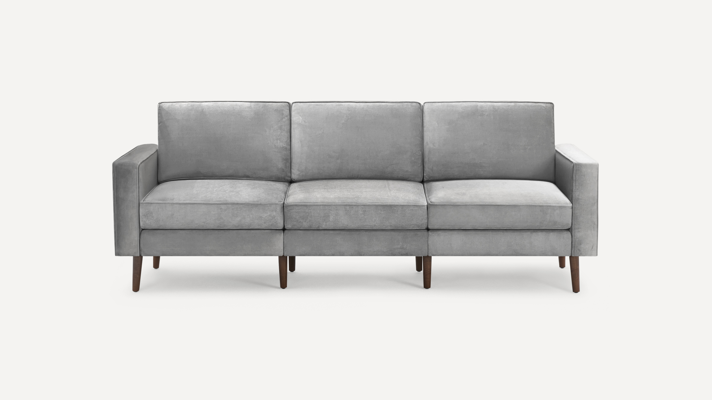 Burrow Nomad Velvet Sofa in Graphite Gray Chrome Legs 35 L x 85 W x 33 H