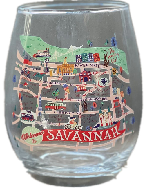 Dixie Savannah Map Stemless Wine Glass