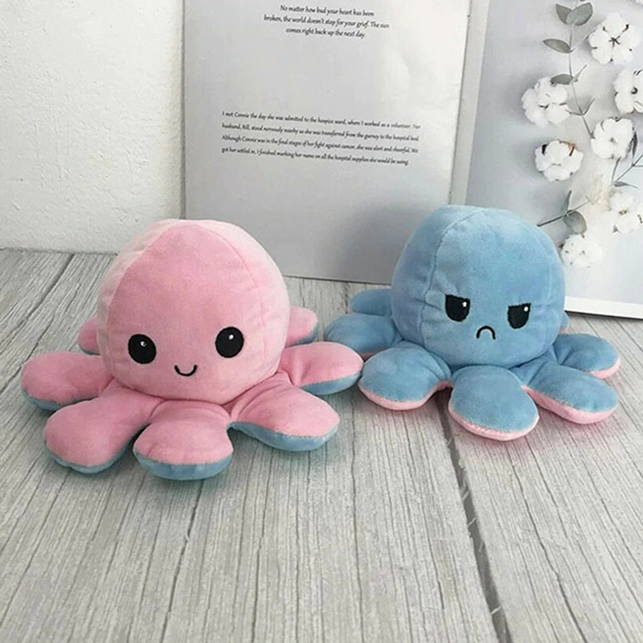 Pink & Blue Reversible Mood Octopus Plush