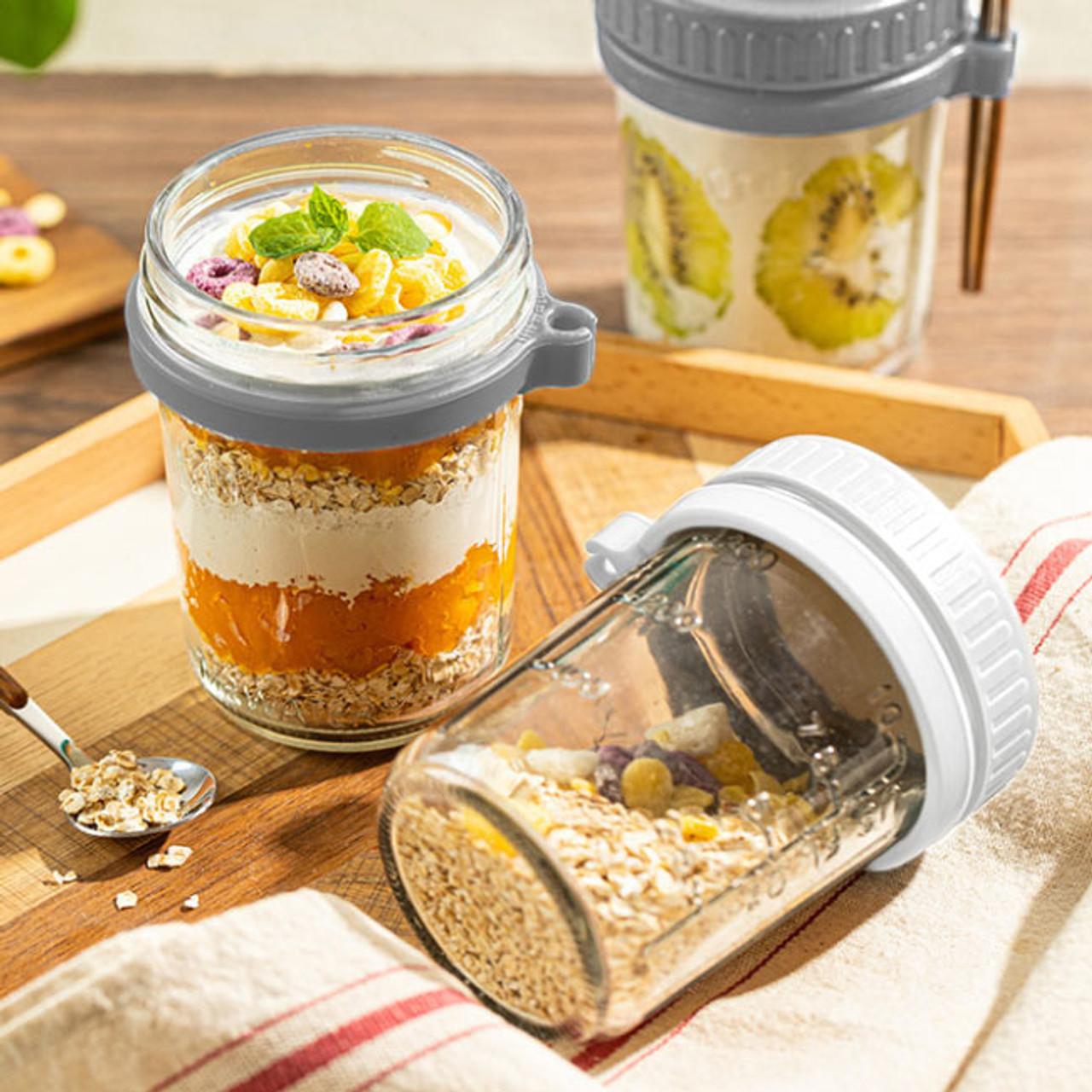 Overnight Oats Jars - Breakfast Jar with Spoon