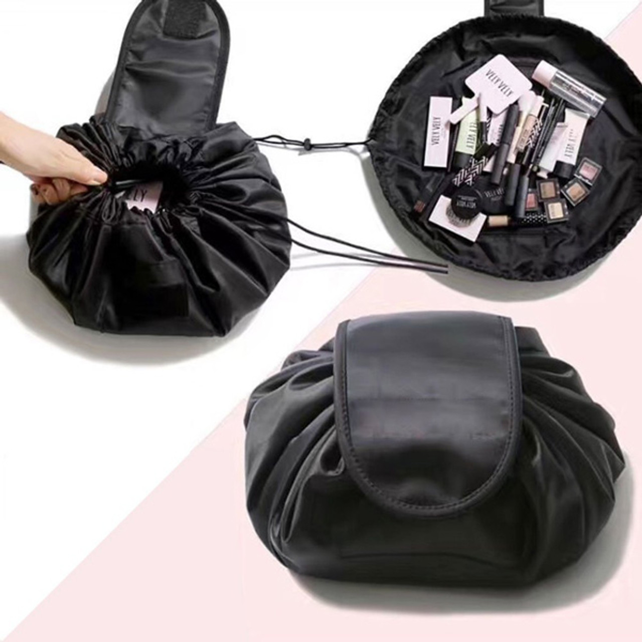Black Drawstring Makeup Bag