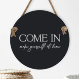 Come In: Make Yourself At Home Stainless Steel Art Plus Rope