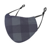 Large Adult Black & Grey Plaid Reusable Face Mask