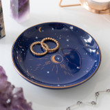 Ceramic Blue Crescent Moon Trinket Dish