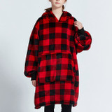 Kids Red Plaid Mega Hoodie Blanket NZ