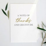 A Note of Thanks and Gratitude Card