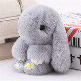 Grey Fluffy Bunny Keychain