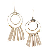 Pink Suede Tassel Hoop Earrings