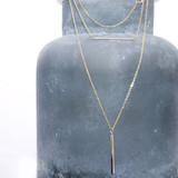 Double Bar and Triangle Layered Necklace