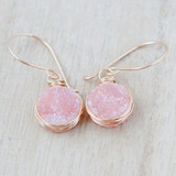 Pink Druzy Drop Earrings