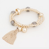 Grey Howlite with Tassel Wrap Bracelet