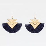 Navy Chevron Cotton Earrings