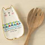 Lick the Spoon Cat Ceramic Spoon Rest