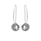 Silver Disk Bird Earrings