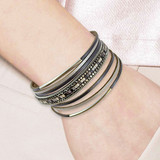 Grey Cuff Wrap Bracelet