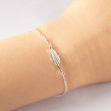 Dainty Silver Feather Bracelet