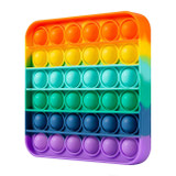 Square Rainbow Silicone Push Pop It Bubble Fidget Toy