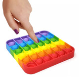 Square Rainbow Silicone Push Pop It Bubble Fidget Toy