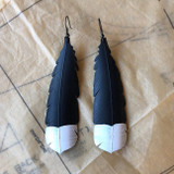 Re:purpose Single Huia Feather Earrings - Hand painted