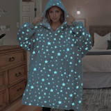 Adult Blue Glow In The Dark Stars Mega Hoodie Blanket NZ