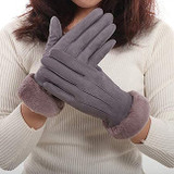 Faux Fur Lined Suede Touchscreen Gloves