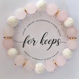 Marshmallow - Rose Quartz & White Lava Diffuser Bracelet