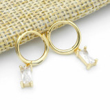 Mini Hoop Earrings - Gold and White CZ