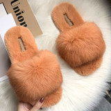 Orange Faux Fur House Slippers