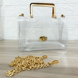 Clear Handbag with Gold Chain Strap