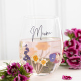 Mum Wildflower Stemless Wine Glass