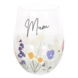 Mum Wildflower Stemless Wine Glass