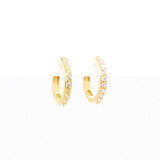 Huggie Gold Hoops with Crystal Stones