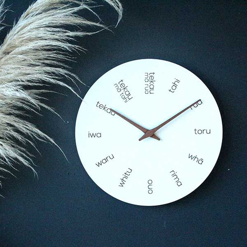 Te Reo Wooden Clock