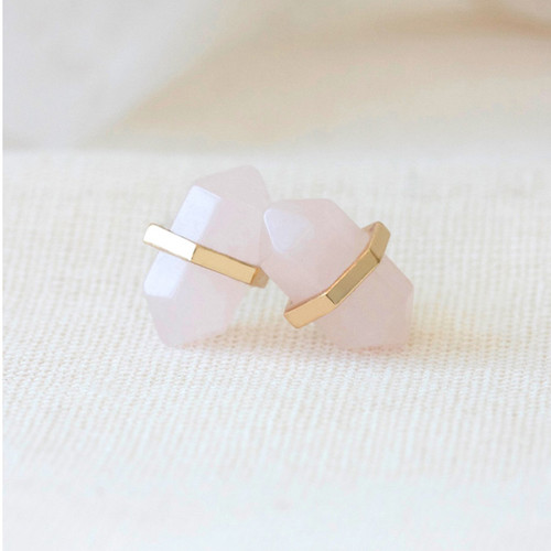 Silver Rose Quartz Intention Studs