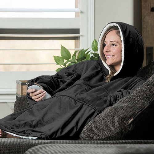 Adult Dark Grey Mega Hoodie Blanket NZ