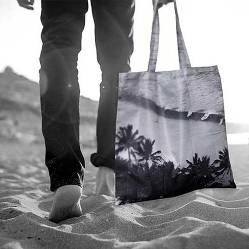 Monochrome Waves Foldable Bag