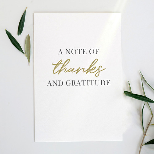 A Note of Thanks and Gratitude Card