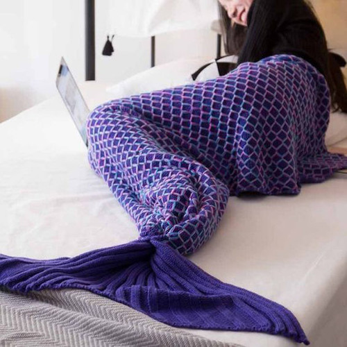 Dark Purple Mermaid Tail Blanket