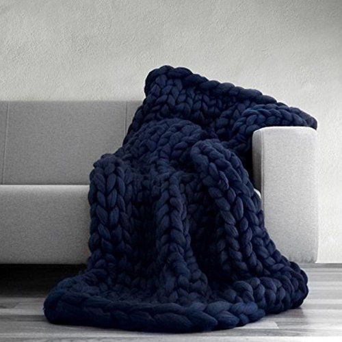 Midnight Blue Chunky Knit Throw