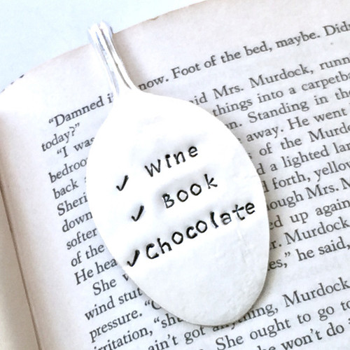 Wine, Book, Chocolate Spoon Bookmark