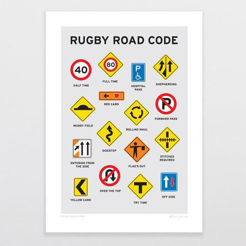 Glenn Jones Rugby Road Code Print
