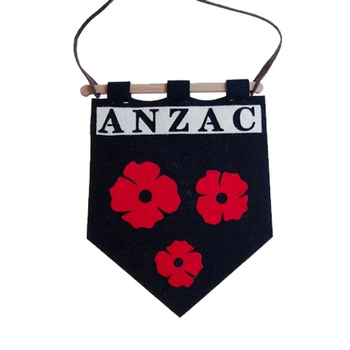 Anzac Poppy Felt Flag