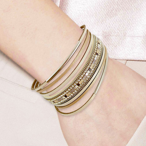 Beige Cuff Wrap Bracelet