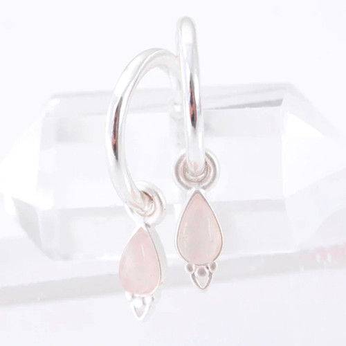 Silver Healing Rose Quartz Gemstone Earrings