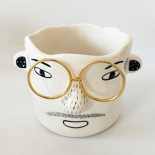 Man with Gold Glasses Planter