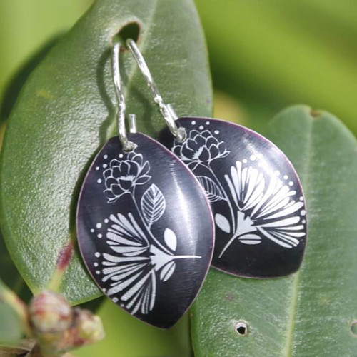 Pohutukawa & Rose Earrings