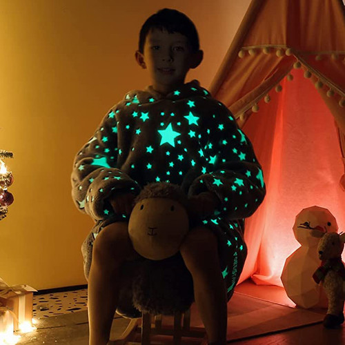 Kids Glow In The Dark Stars Mega Hoodie Blanket NZ