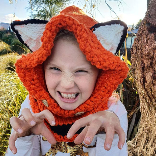 Fox Knitted Hooded Scarf