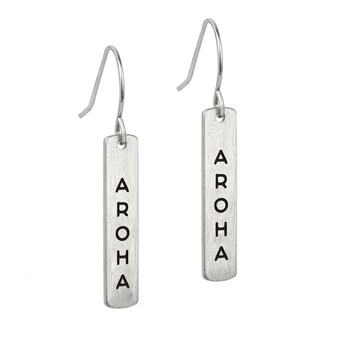 Little Taonga Aroha Silver Bar Earrings