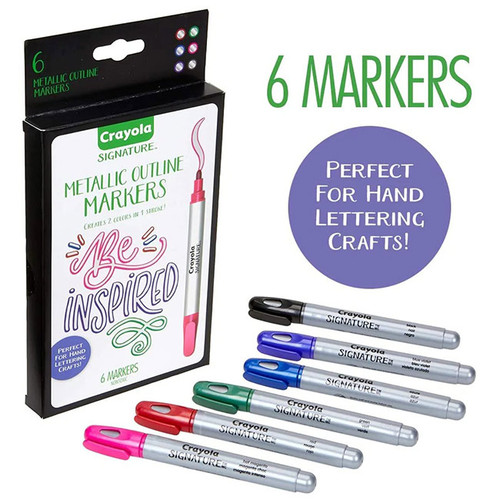 Crayola Signature Metallic Outline Paint Markers - 6 Pck